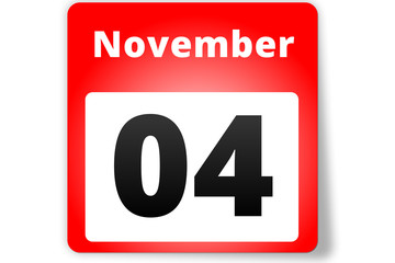 04 November Datum Kalender auf weißem Hintergrund