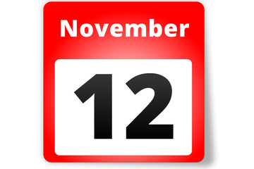 12 November Datum Kalender auf weißem Hintergrund