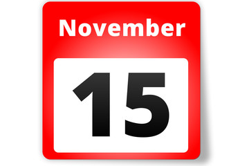 15 November Datum Kalender auf weißem Hintergrund