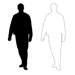  isolated silhouette man walking, outline