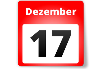 17 Dezember Datum Kalender auf weißem Hintergrund