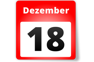 18 Dezember Datum Kalender auf weißem Hintergrund