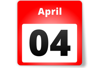 04 April Datum Kalender auf weißem Hintergrund