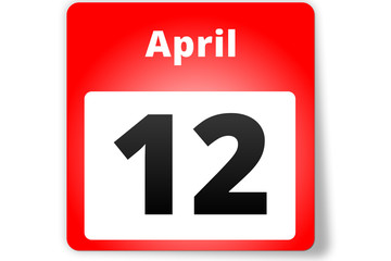 12 April Datum Kalender auf weißem Hintergrund