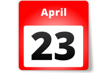 23 April Datum Kalender auf weißem Hintergrund