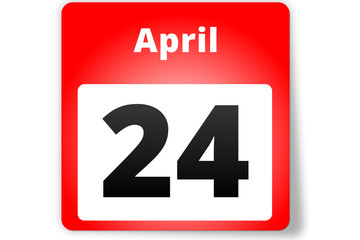 24 April Datum Kalender auf weißem Hintergrund