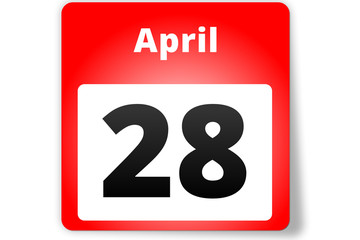 28 April Datum Kalender auf weißem Hintergrund