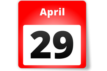 29 April Datum Kalender auf weißem Hintergrund