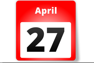 27 April Datum Kalender auf weißem Hintergrund