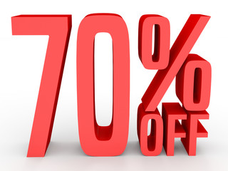 Seventy percent off. Discount 70 %.