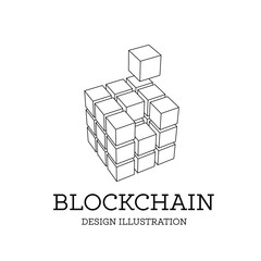 Blockchain vector illustration in the form of cubes. Block chain design. The concept of information transfer