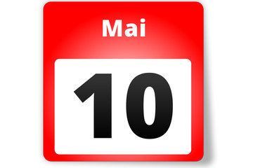 10 Mai Datum Kalender auf weißem Hintergrund