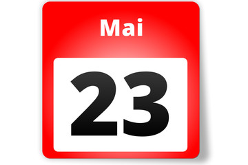 Fototapeta premium 23 Mai Datum Kalender auf weißem Hintergrund