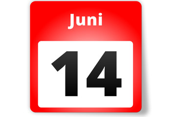 14 Juni Datum Kalender auf weißem Hintergrund