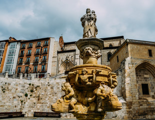 Fototapeta na wymiar Cathedral of Burgos, Spain fountain - UNESCO World Heritage designation