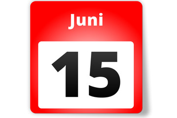 15 Juni Datum Kalender auf weißem Hintergrund