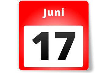 17 Juni Datum Kalender auf weißem Hintergrund