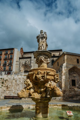 Fototapeta na wymiar Cathedral of Burgos, Spain fountain - UNESCO World Heritage designation