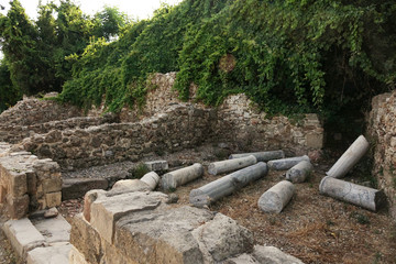 The ruins of the city streets and ancient theater in side.
