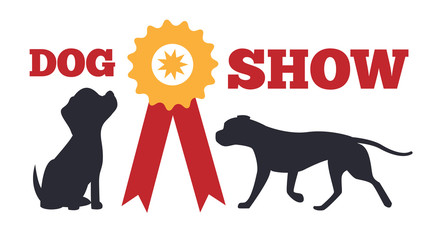 Dog Show and Prize Poster Vector Illustration