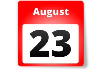 23 August Datum Kalender auf weißem Hintergrund