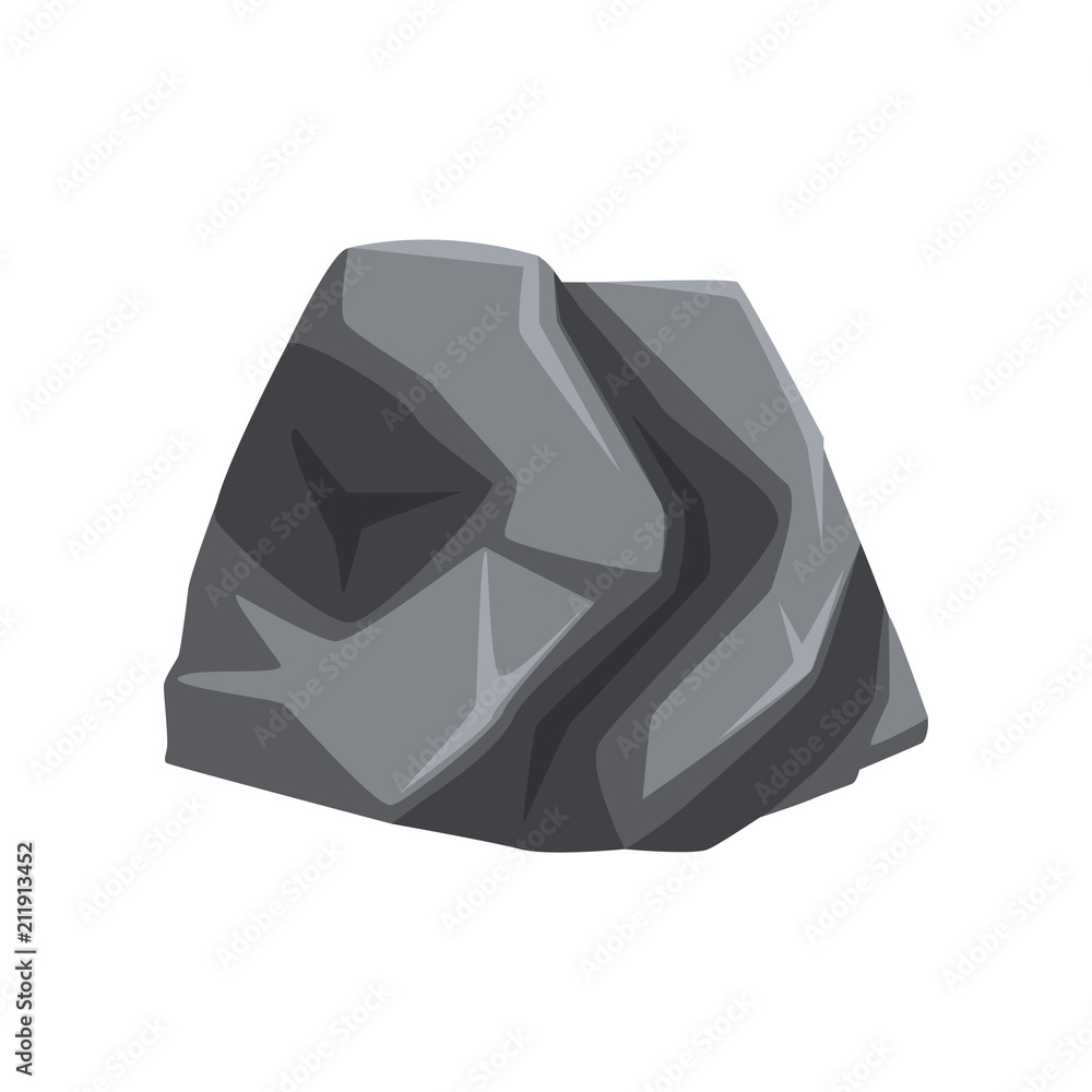 Poster gray mountain stone with lights and shadows. solid mineral material. natural vector object for creat