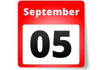 05 September Datum Kalender auf weißem Hintergrund