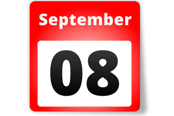 08 September Datum Kalender auf weißem Hintergrund