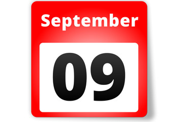 09 September Datum Kalender auf weißem Hintergrund