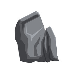 Gray solid stone. Mountain rock. Natural vector element for creating landscape background of video game