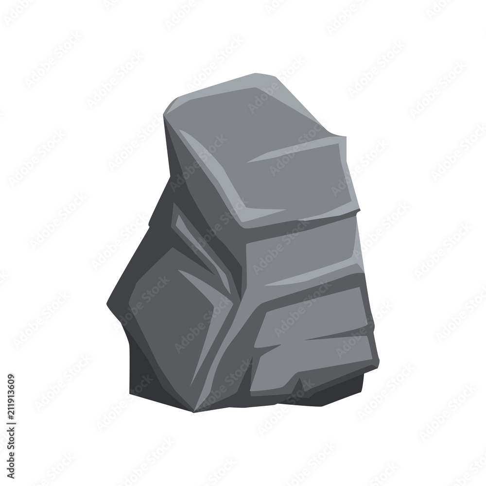 Poster gray solid stone. mountain rock with lights and shadows. natural vector object for creating landscap