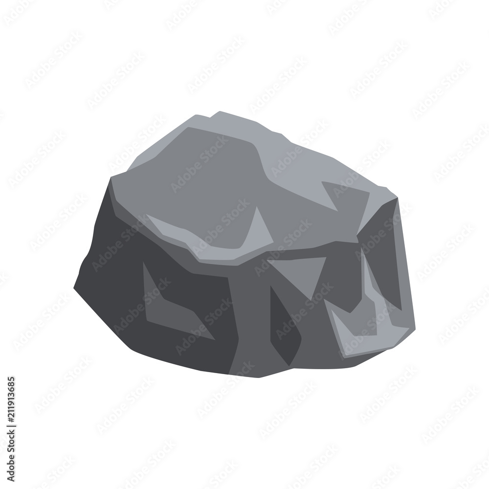 Poster massive stone with lights and shadows. gray mountain rock. natural vector element for map or creatin