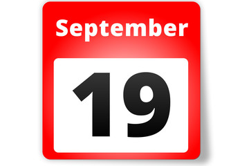 19 September Datum Kalender auf weißem Hintergrund
