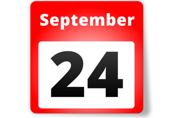 24 September Datum Kalender auf weißem Hintergrund