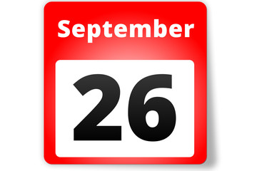 26 September Datum Kalender auf weißem Hintergrund