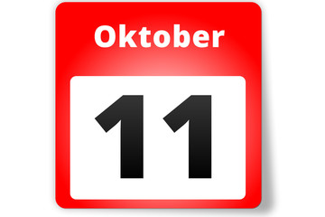 11 Oktober Datum Kalender auf weißem Hintergrund