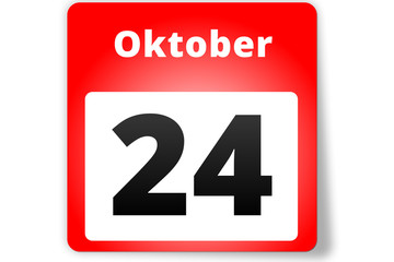 24 Oktober Datum Kalender auf weißem Hintergrund