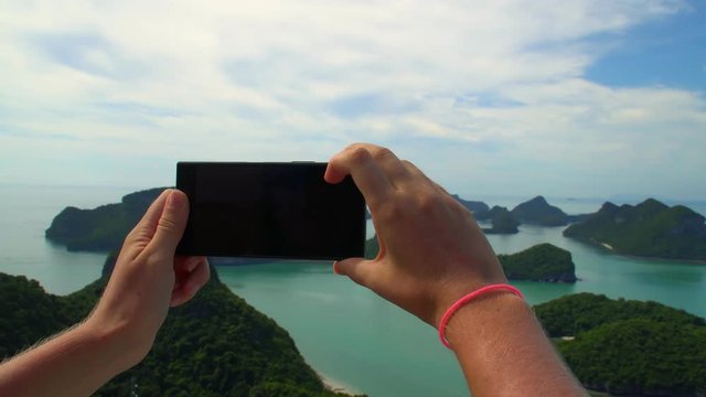 Taking Photo of Tropical Islands at Angthong National Marine Park in Thailand