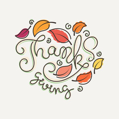 Happy Thanksgiving typography poster. Vector vintage lettering autumn calligraphy.