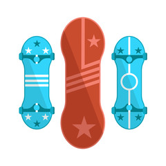 Colorful Skate Boards Set, Isolated Bright Icons
