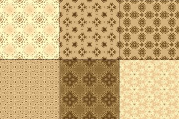 Beautiful set of soft ornate repeat seamless design pattern textures