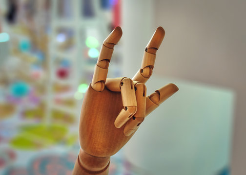 Wooden Hand Gesture of I Love You