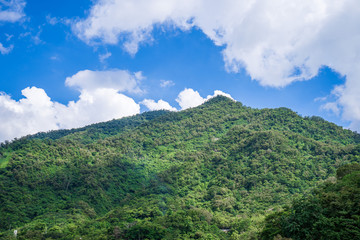 Fototapeta na wymiar beautiful view of mountain on blue sky natural background