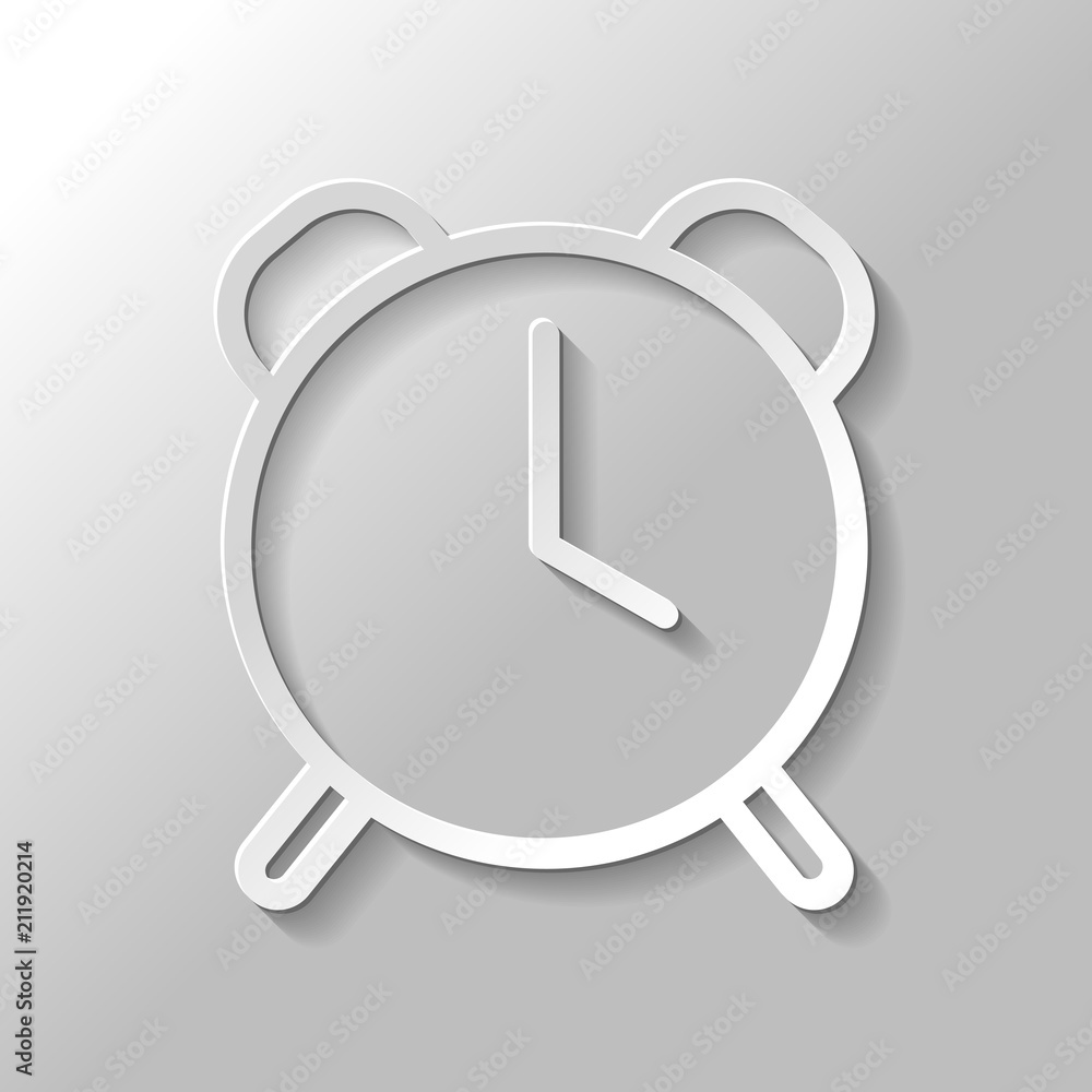 Poster old alarm clock, simple icon, linear symbol with thin outline. p