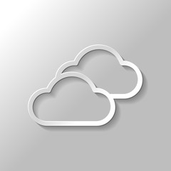 Mostly cloudy icon. Simple linear icon with thin outline. Paper