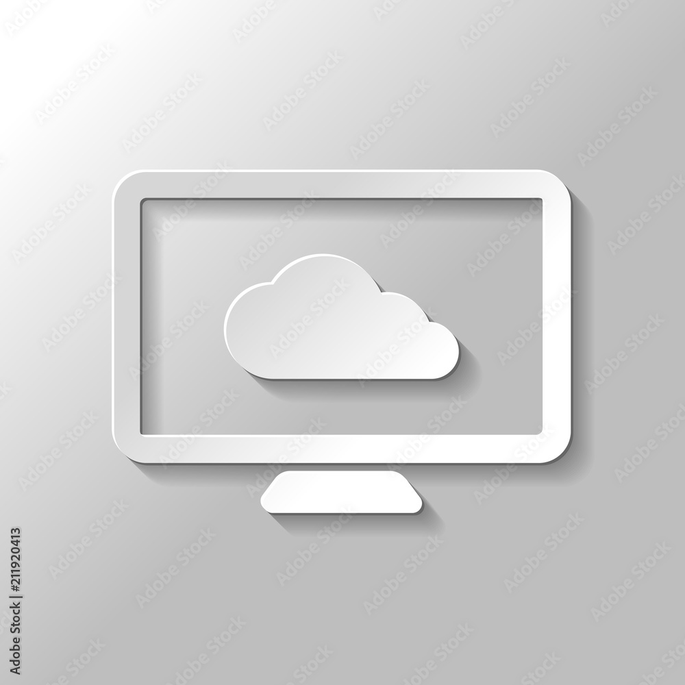 Poster database, cloud technology, computer and cloud. simple icon. pap