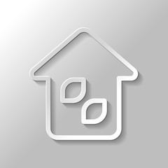 Simple house icon. Linear icon with thin outline. Paper style wi