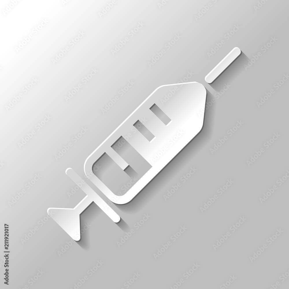 Poster simple injector icon. paper style with shadow on gray background