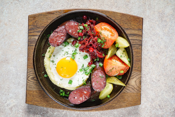 breakfast with blood sausage