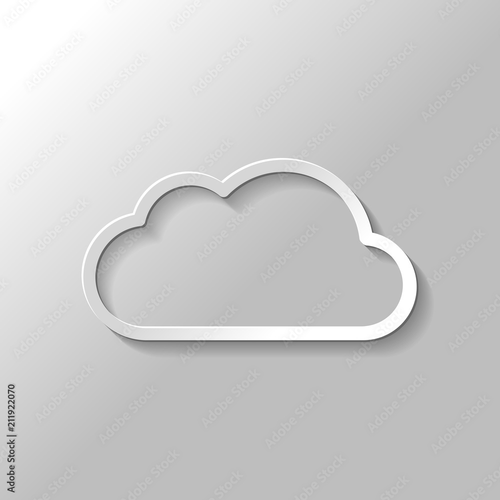 Aufkleber simple cloud. linear symbol with thin outline. paper style with